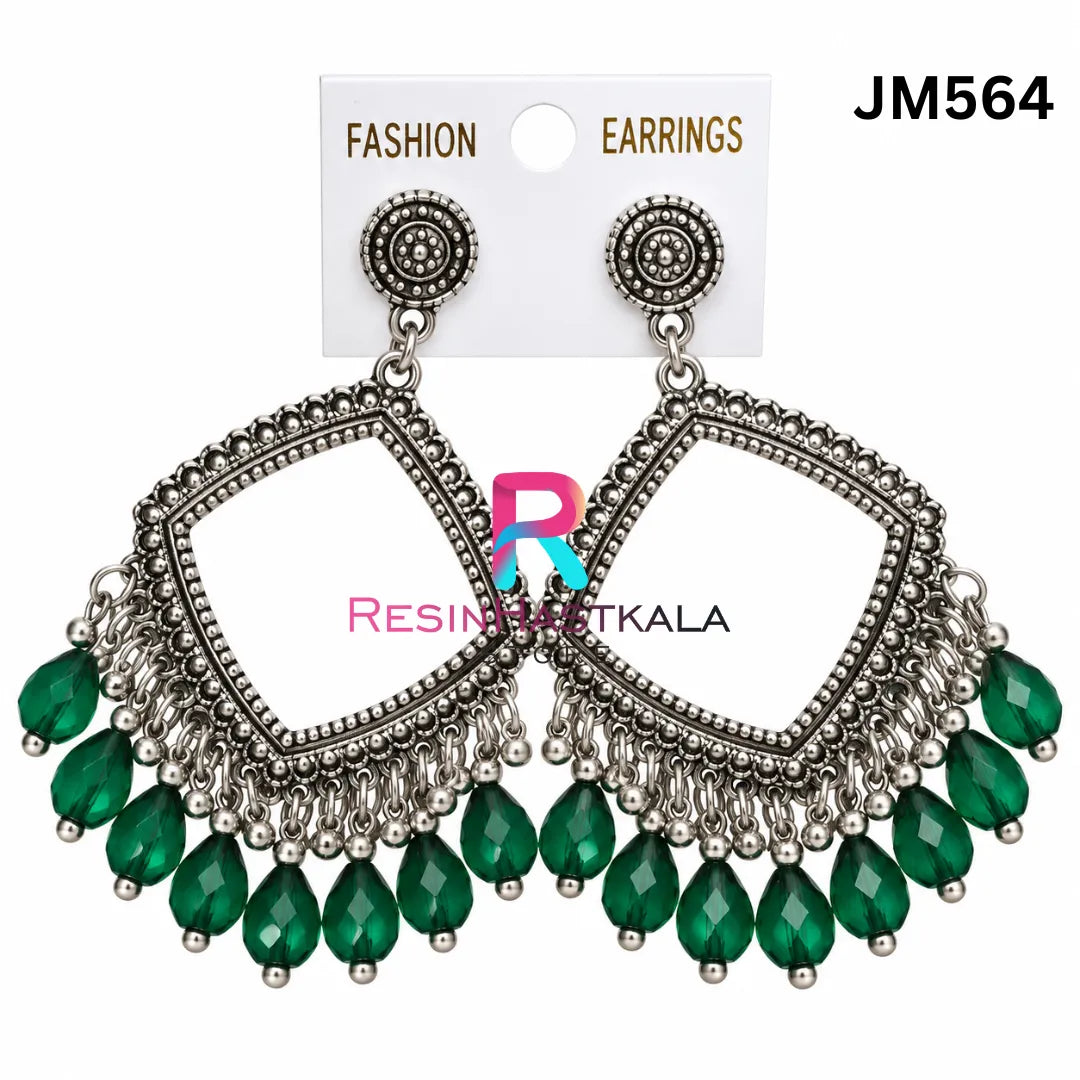 Square Silver Bezel / Jhumka Bezel with Beads (JM564)