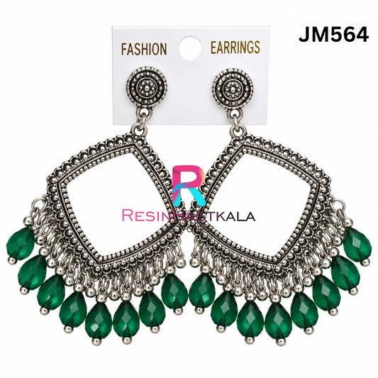 Square Silver Bezel / Jhumka Bezel with Beads (JM564)