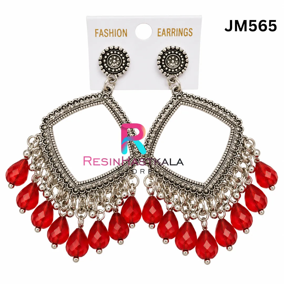 Square Silver Bezel / Jhumka Bezel with Beads (JM565)
