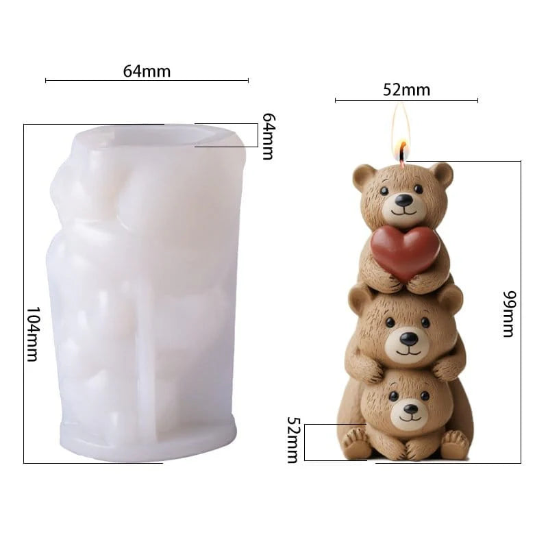 Stacking Teddy Bear Candle Handmade Mould (HM0272)