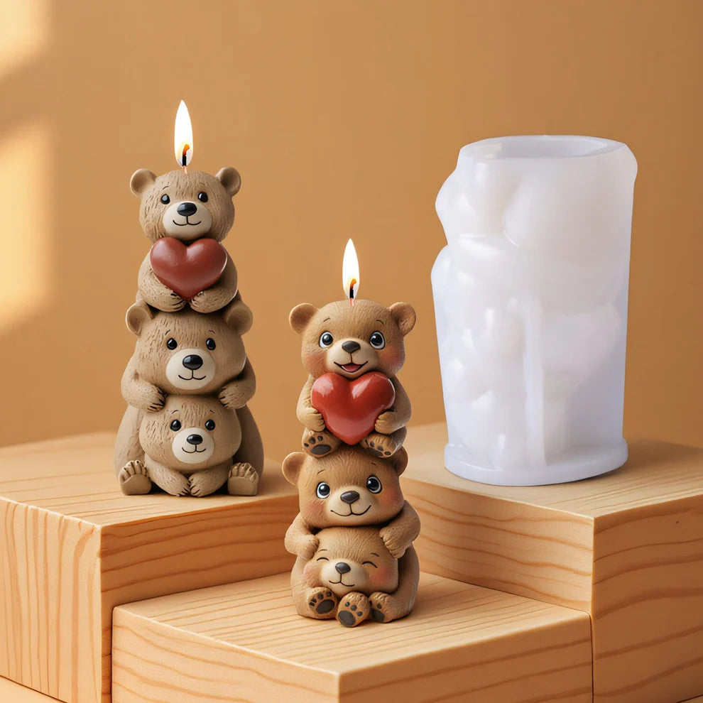 Stacking Teddy Bear Candle Handmade Mould (HM0272)