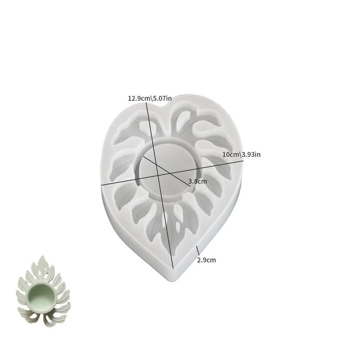 Tropical Leaf Tealight Candle Holder Mould for Resin & Concrete Art