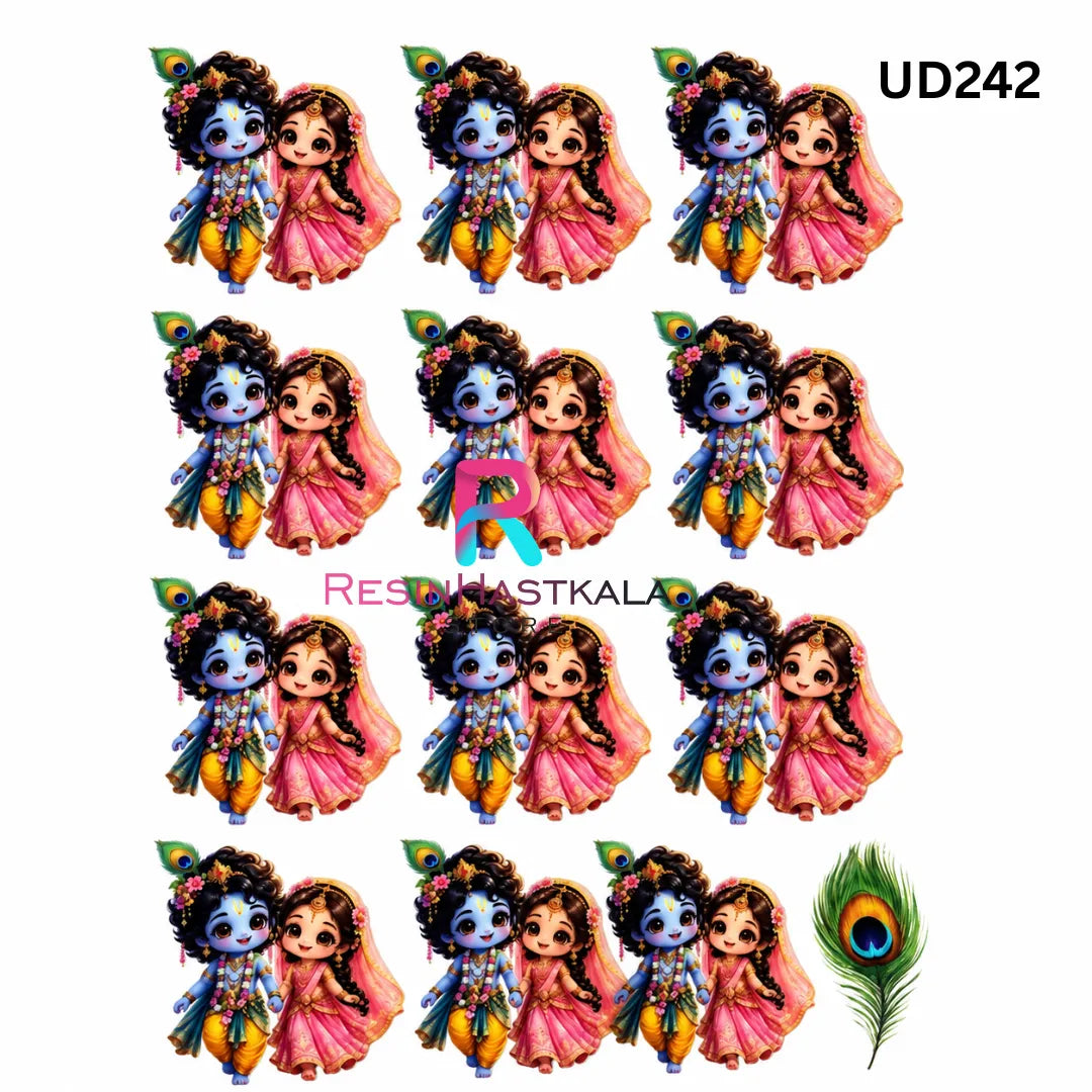 UV DTF Front Sticker – A6 Size (Krishnaji & Radhaji Design) (UD242)