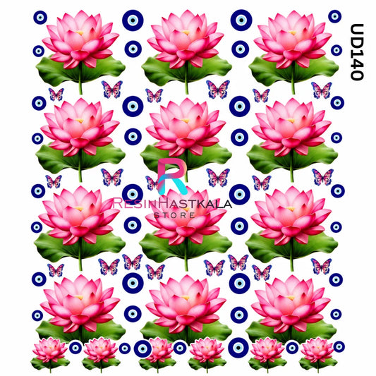 UV DTF Sticker – A6 Size (Lotus Flower Design) (UD140)