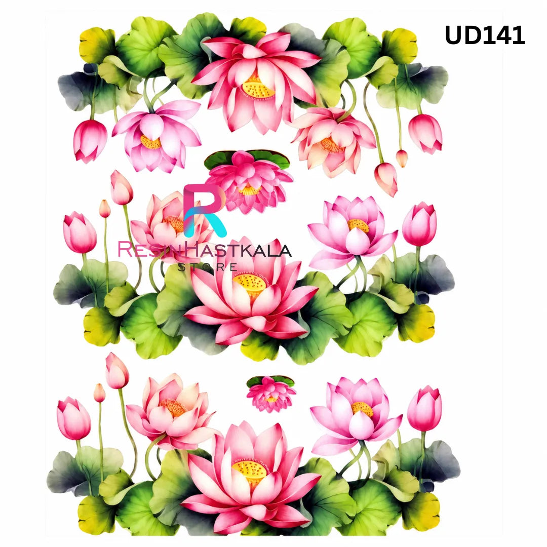 UV DTF Front Sticker – A6 Size (Lotus Flower Design) (UD141)