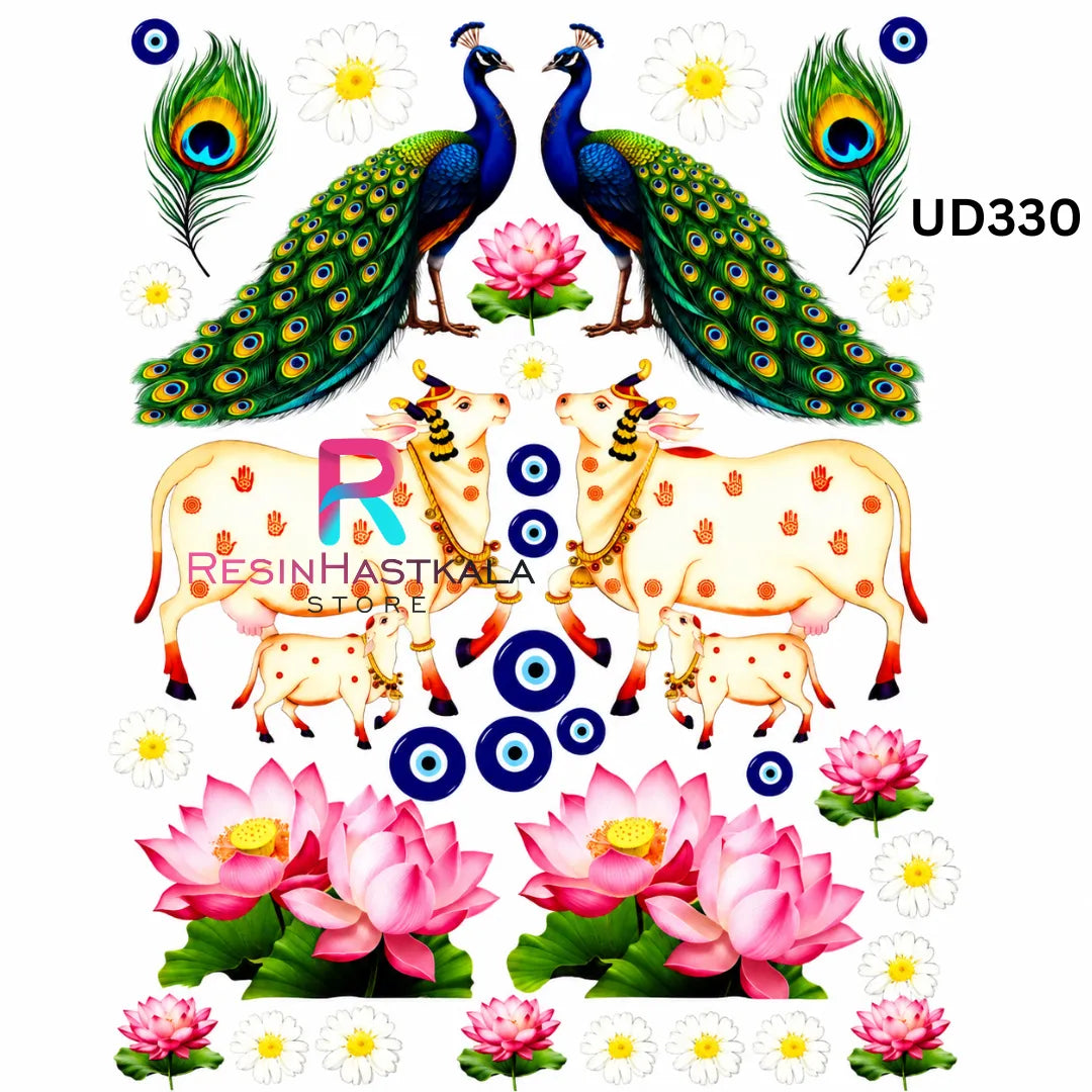 UV DTF Front Sticker – A6 Size (Pichwai Design) (UD330)