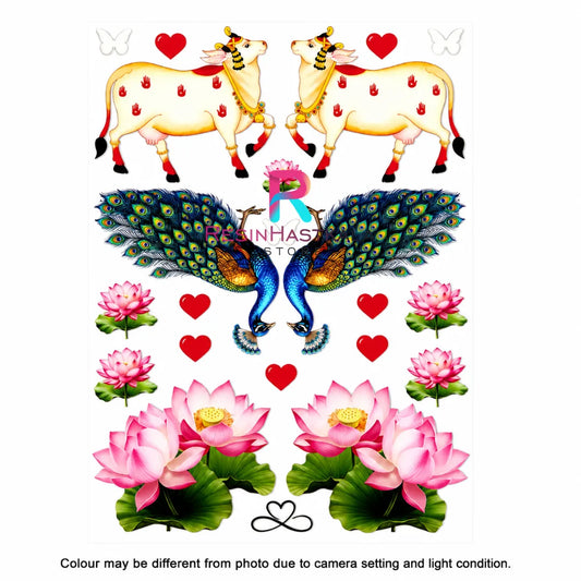 UV DTF Front Sticker for Resin Art – A6 Size (Other Pichwai Design) (UD304)