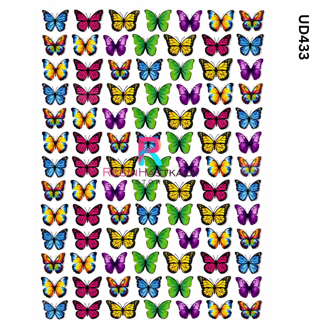 UV DTF Sticker – A6 Size Butterfly Design for Rakhi & Bracelet (UD433)