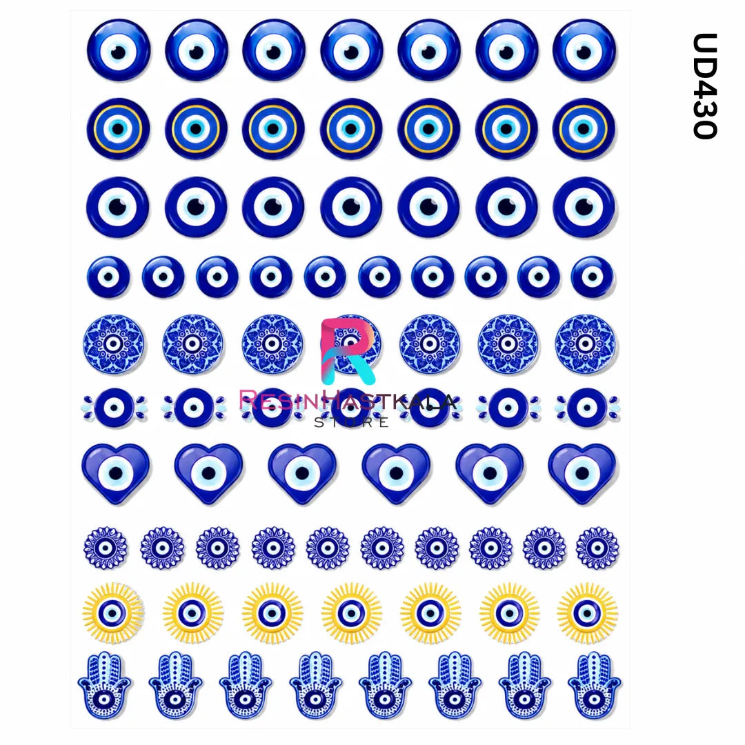 UV DTF Sticker – A6 Size Evil Eye Design for Rakhi & Bracelet (UD430)