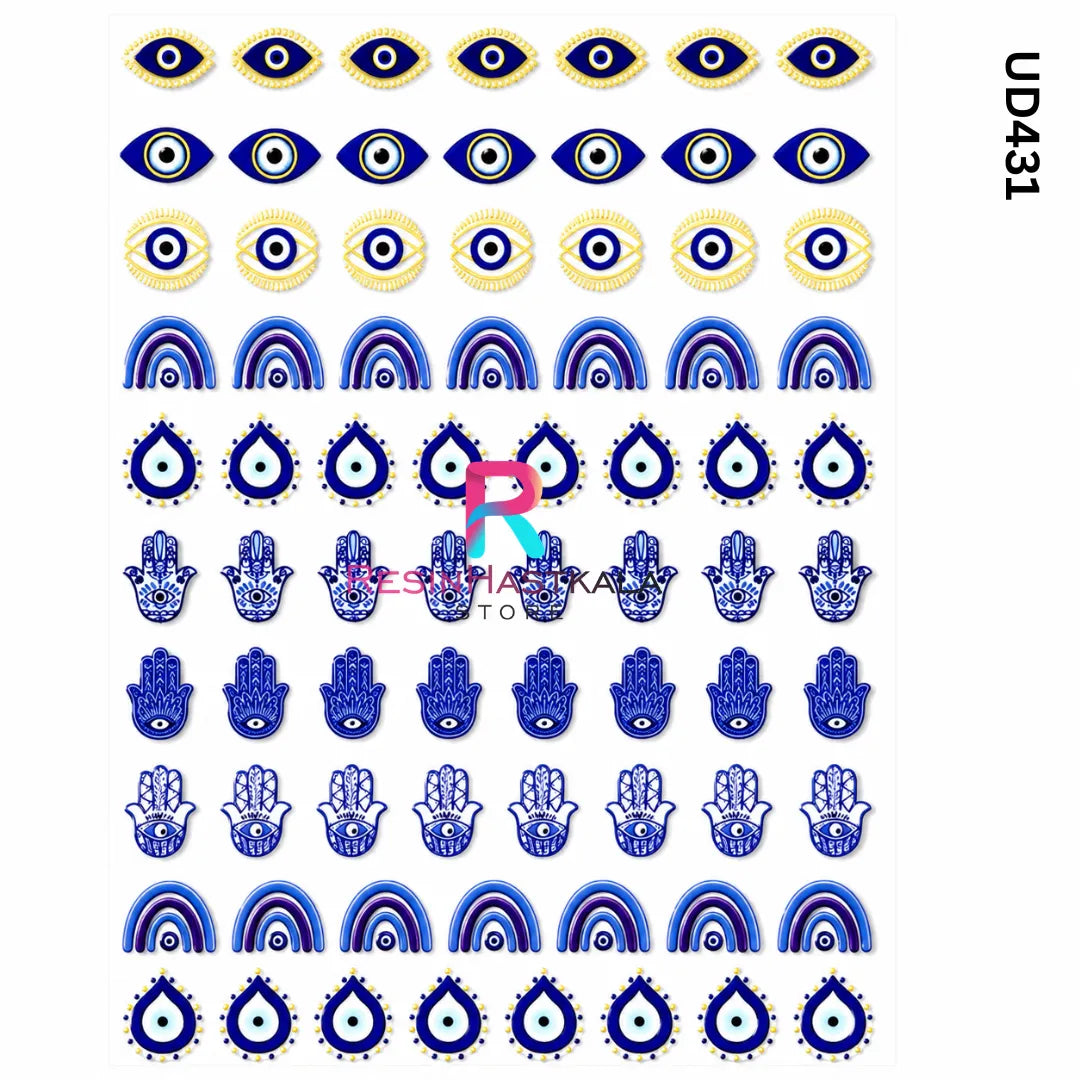 UV DTF Sticker – A6 Size Evil Eye Design for Rakhi & Bracelet (UD431)