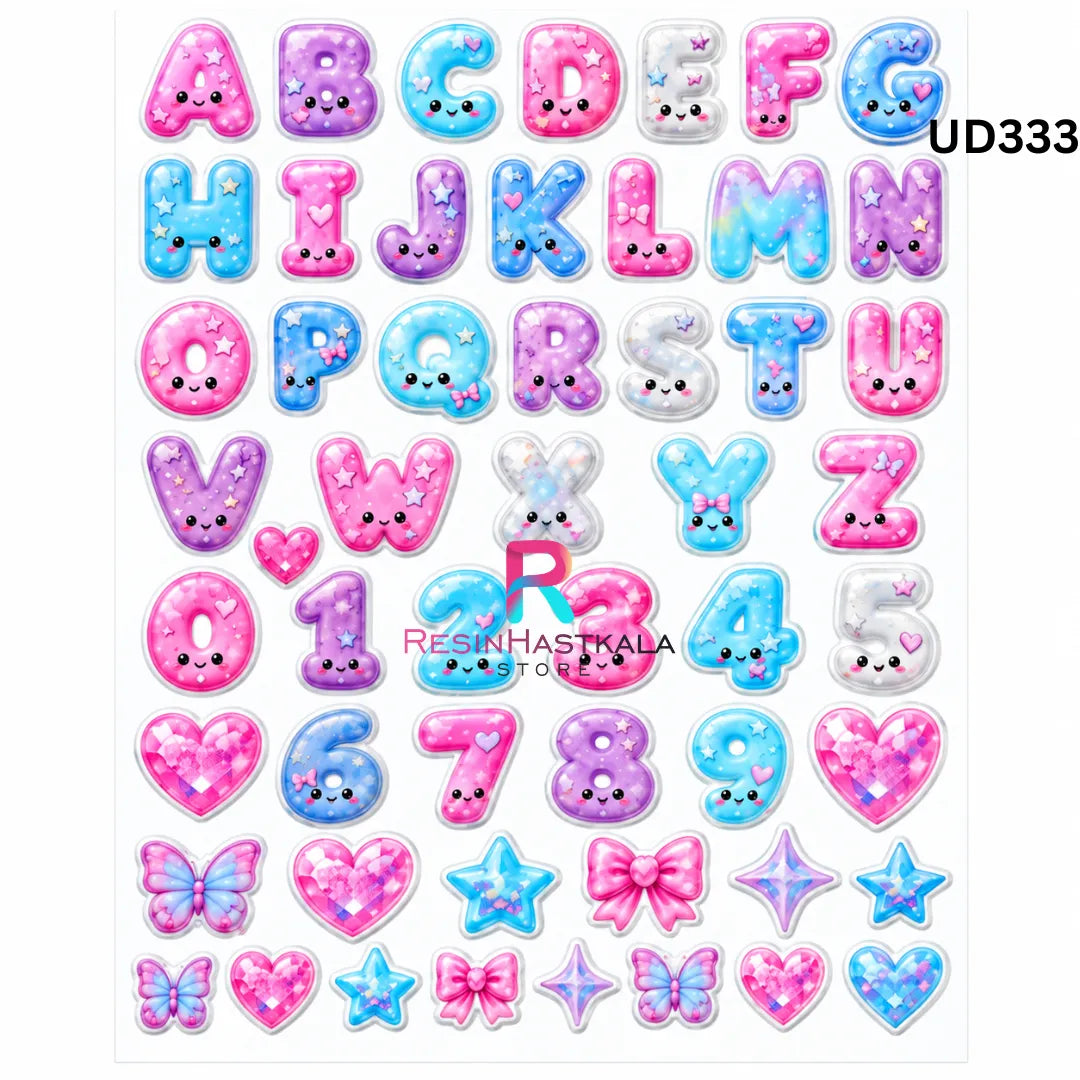 UV DTF Sticker – A6 Size (ABCD Alphabet Design) (UD333)