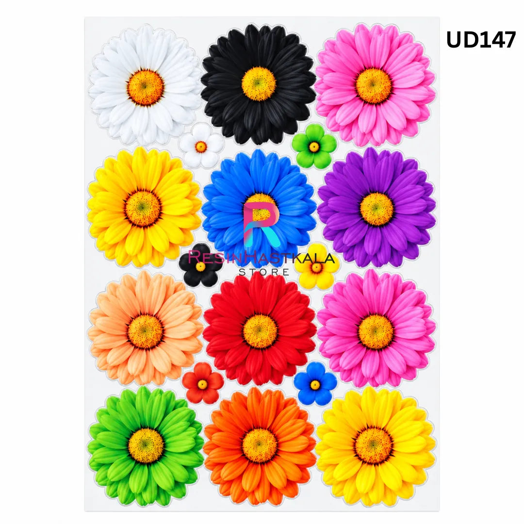 UV DTF Sticker – A6 Size (Daisy Flower Design) (UD147)