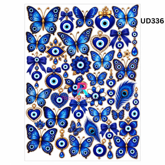 UV DTF Sticker – A6 Size (Evil Eye & Butterfly Design) (UD336)