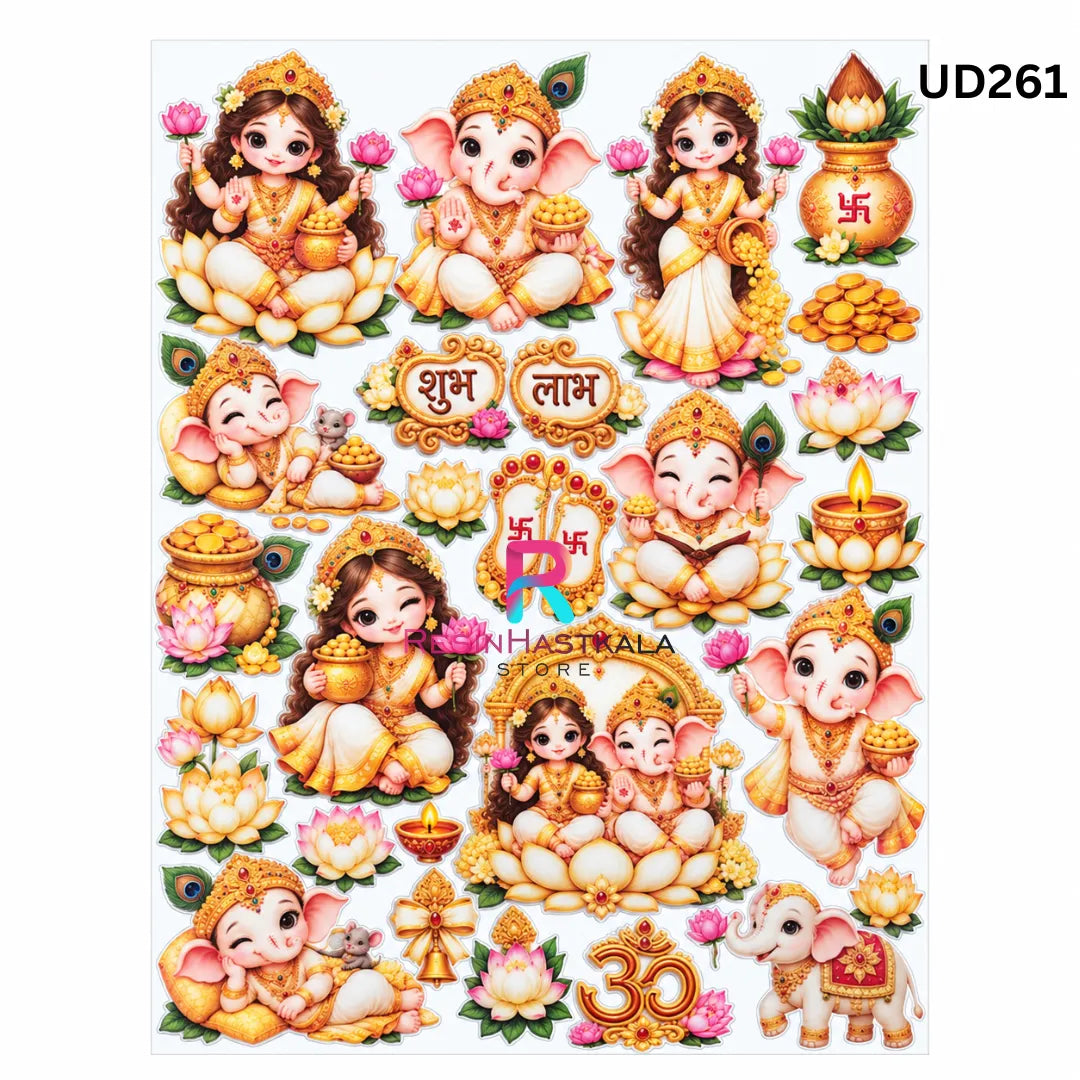 UV DTF Sticker – A6 Size (Ganeshji & Laxmiji God Design) (UD261)