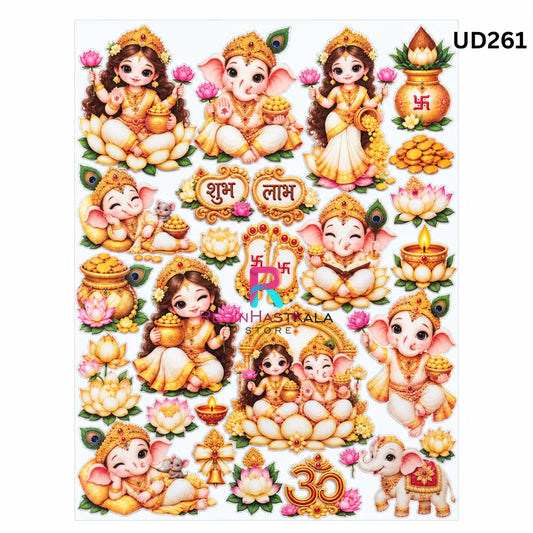 UV DTF Sticker – A6 Size (Ganeshji & Laxmiji God Design) (UD261)