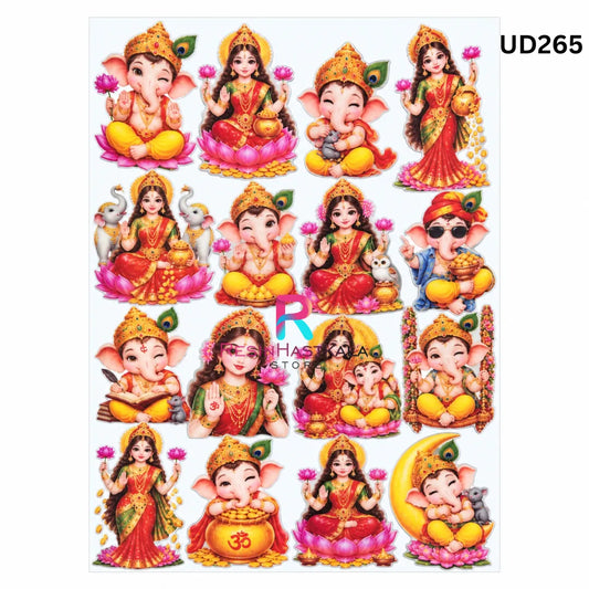 UV DTF Sticker – A6 Size (Ganeshji & Laxmiji God Design) (UD265)