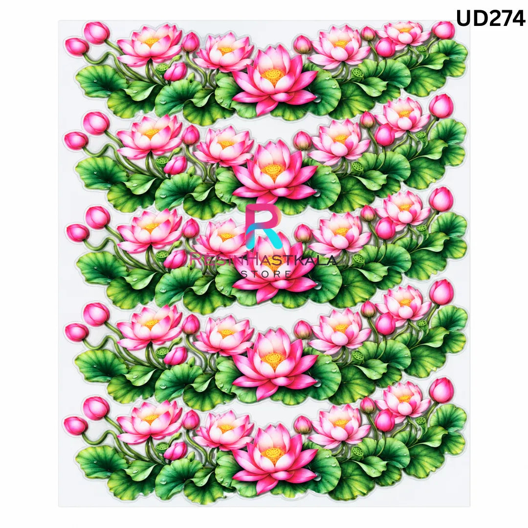 UV DTF Sticker – A6 Size (Lotus Flower Design) (UD274)