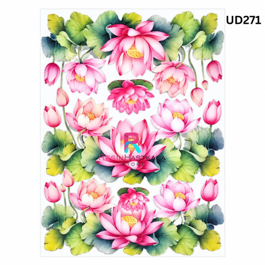 UV DTF Sticker – A6 Size (Lotus Flower Design for Pooja Thali) (UD271)