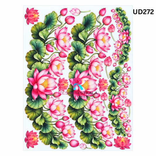 UV DTF Sticker – A6 Size (Lotus Flower Design for Pooja Thali) (UD272)