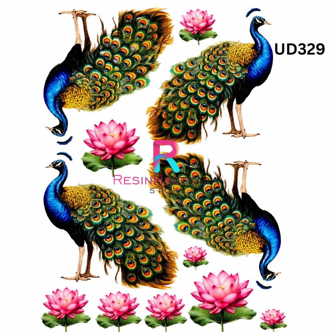 UV DTF Sticker – A6 Size (Peacock Design) (UD329)