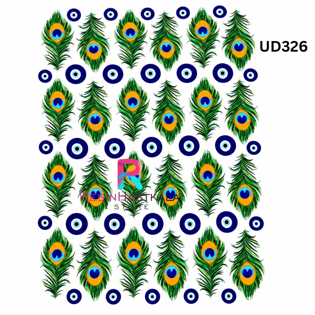 UV DTF Sticker – A6 Size (Peacock Feather Design) (UD326)