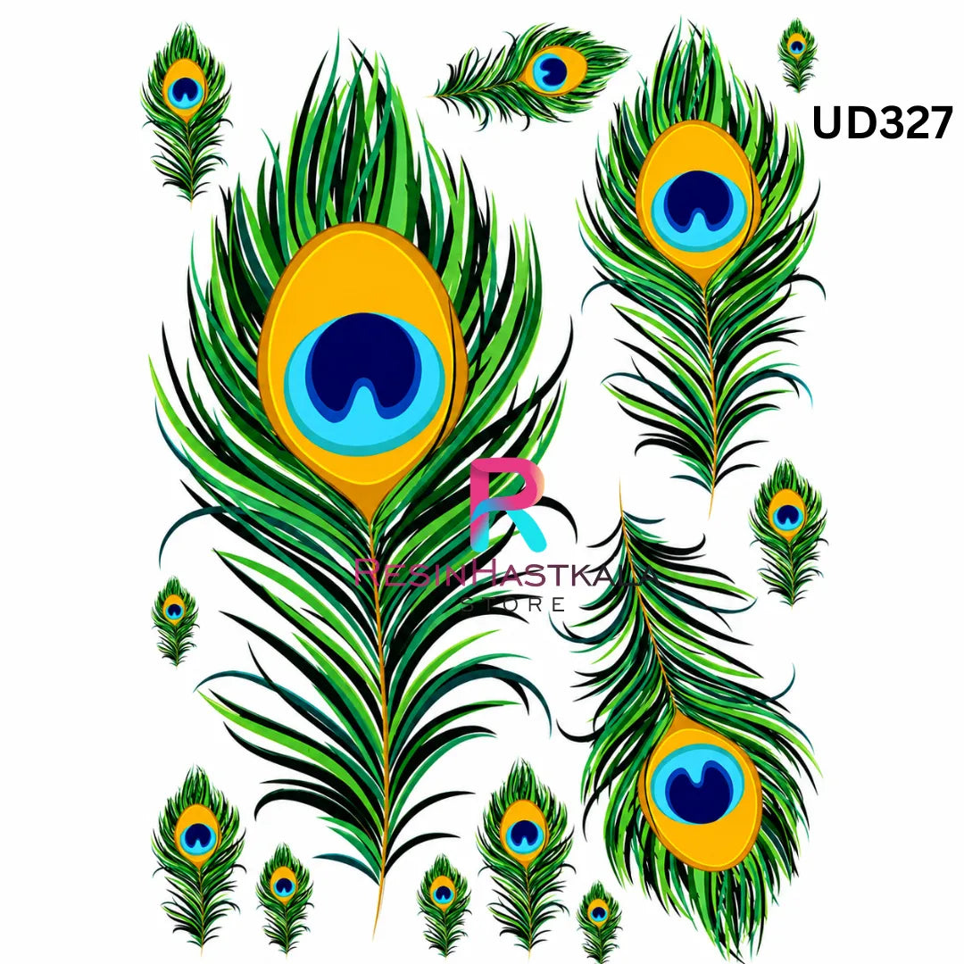 UV DTF Sticker – A6 Size (Peacock Feather Design) (UD327)