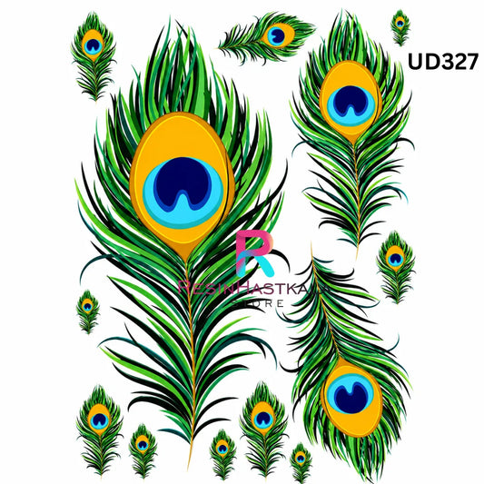 UV DTF Sticker – A6 Size (Peacock Feather Design) (UD327)