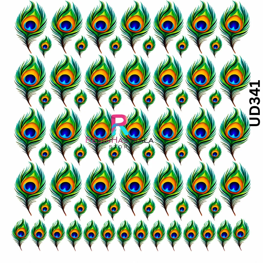 UV DTF Sticker – A6 Size (Peacock Feather Design) (UD341)