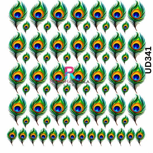 UV DTF Sticker – A6 Size (Peacock Feather Design) (UD341)