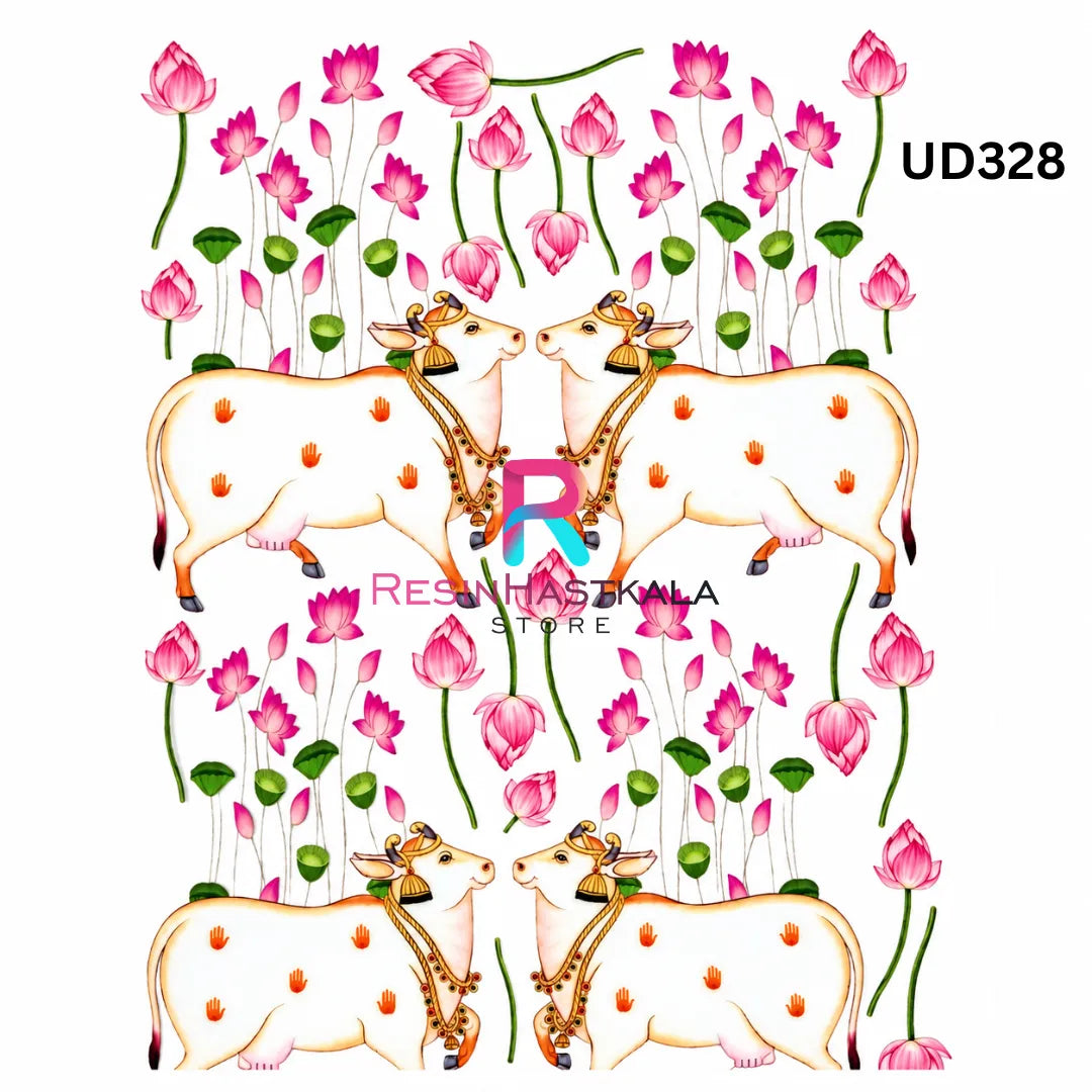 UV DTF Sticker – A6 Size (Pichwai Cow Design) (UD328)