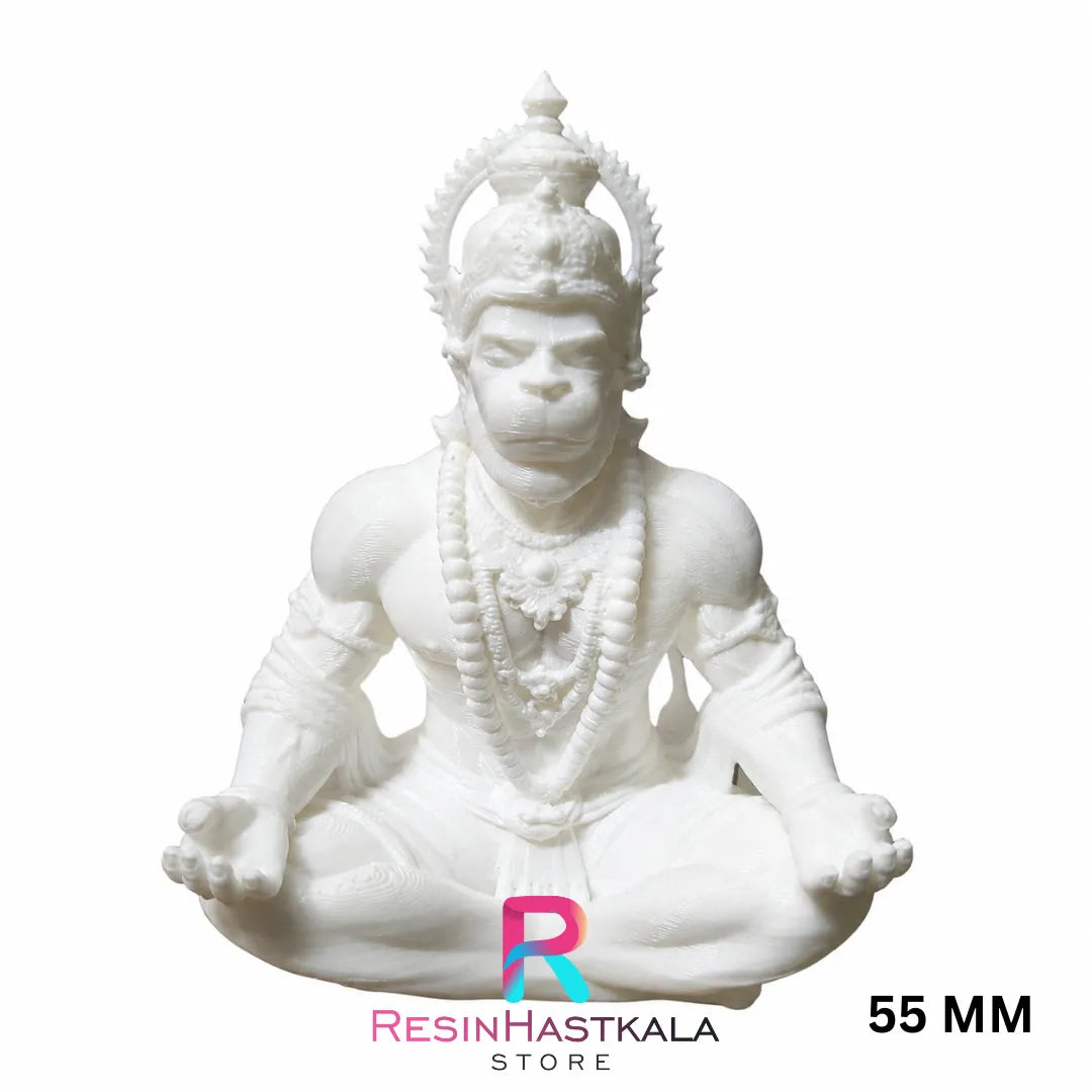 White Hanuman Ji 3D Printed Miniature Statue (55 mm)