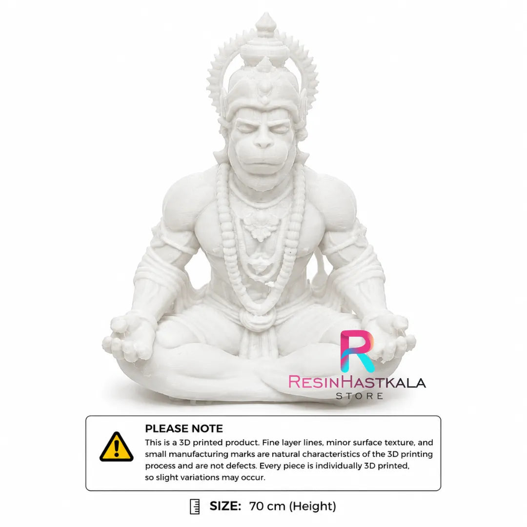 White Hanuman Ji 3D Printed Miniature Statue (70 mm)