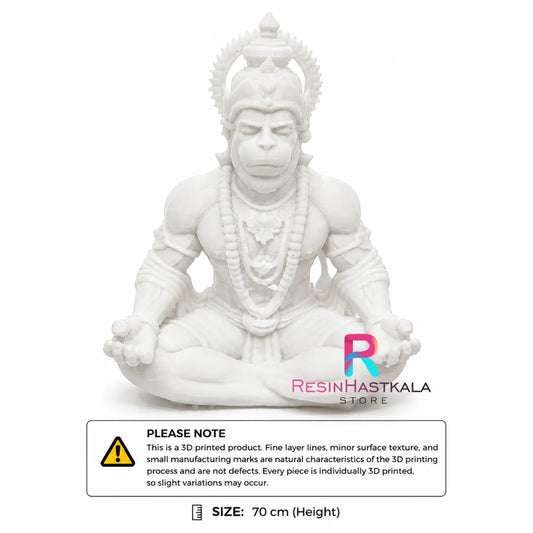 White Hanuman Ji 3D Printed Miniature Statue (70 mm)