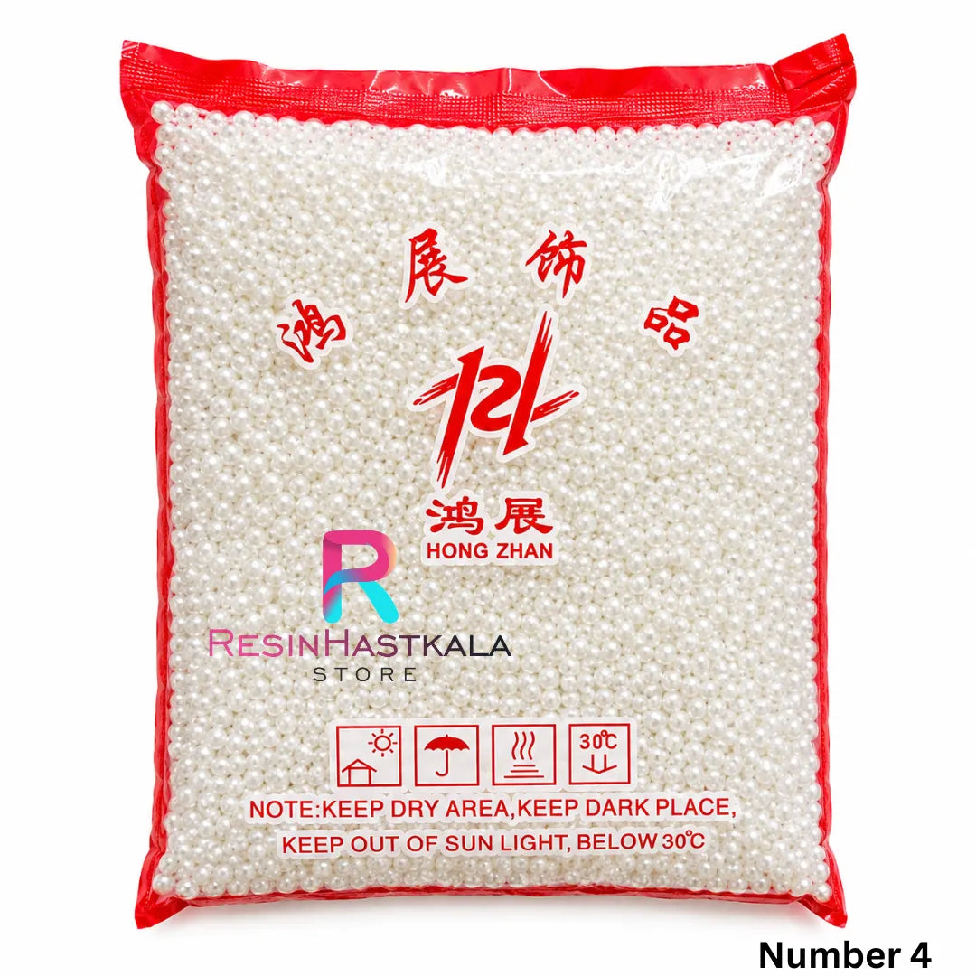 White Pearl Beads for Rakhi & Bracelet Making (500g) – Size No. 4