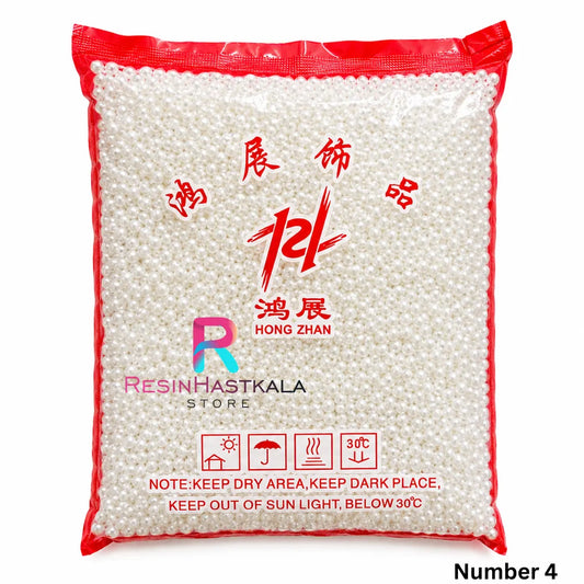 White Pearl Beads for Rakhi & Bracelet Making (500g) – Size No. 4