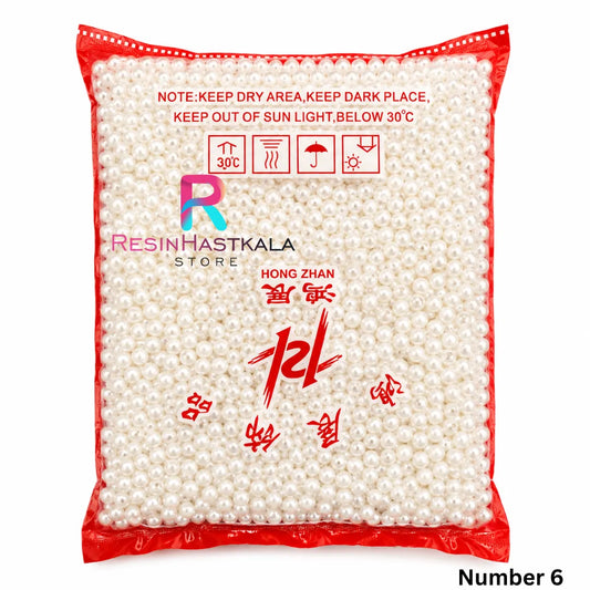 White Pearl Beads for Rakhi & Bracelet Making (500g) – Size No. 6