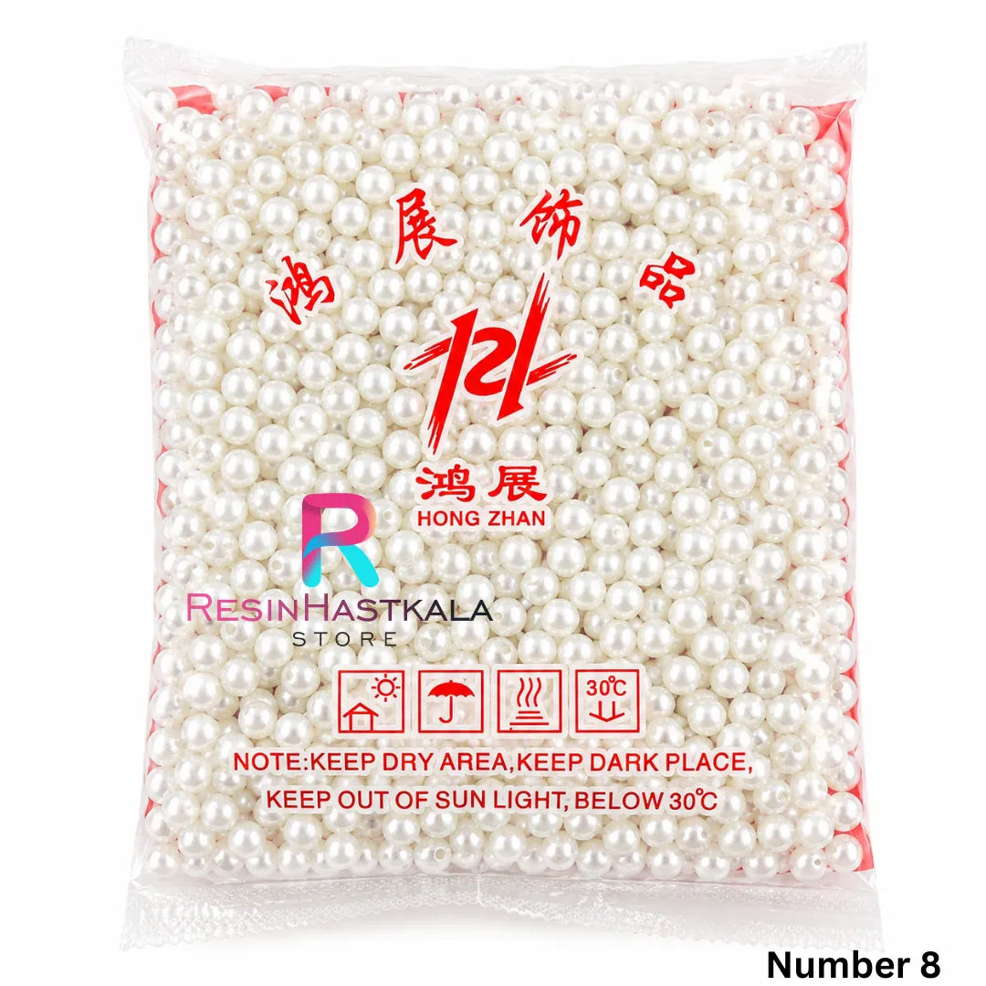 White Pearl Beads for Rakhi & Bracelet Making (500g) – Size No. 8