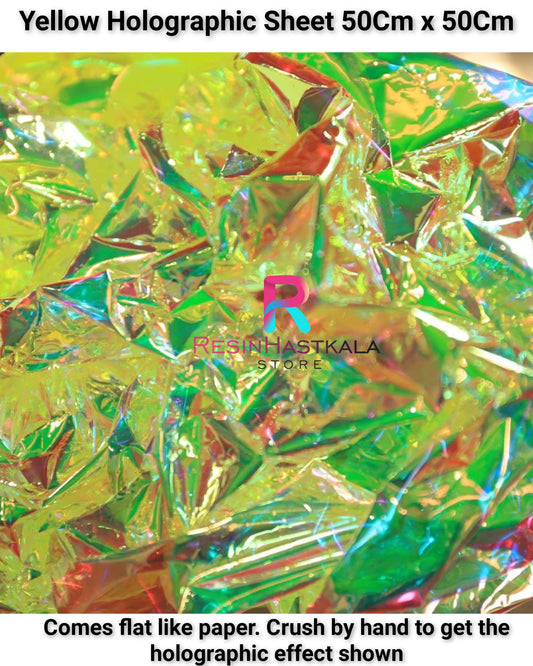 Yellow Holographic Sheet 50 Cm x 50 Cm