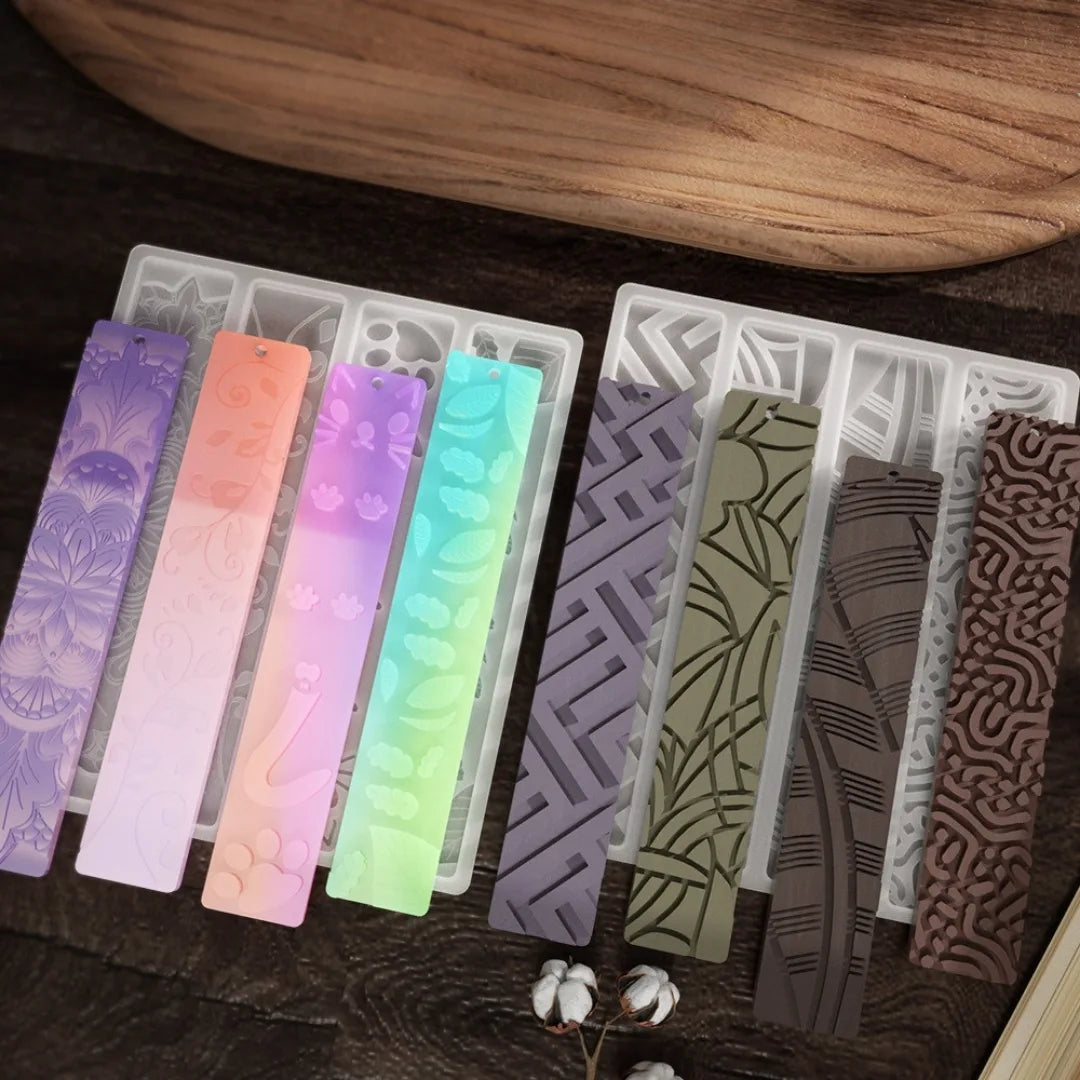 4 in 1 Rectangle Pattern Bookmark Mould – B for DIY Resin, Concrete Art & Bookmark Making