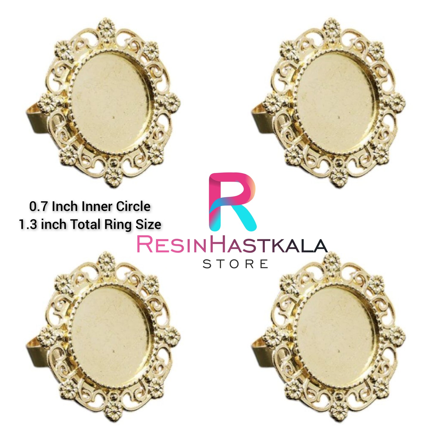 Designer Round Gold Ring Bezel