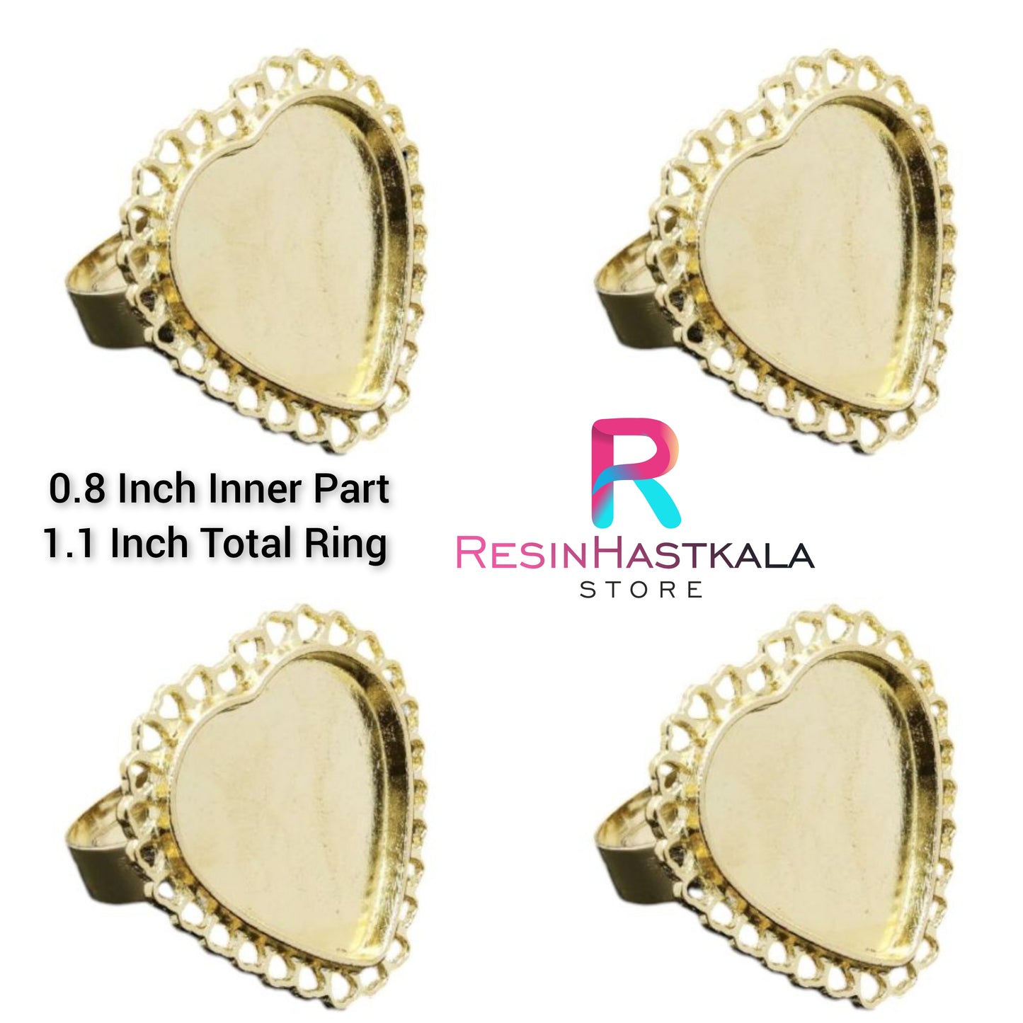 Designer Heart Gold Ring Bezel