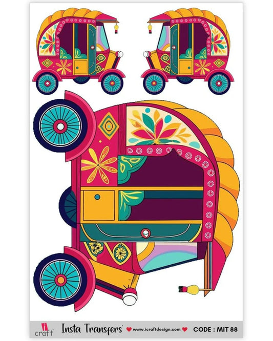 iCraft Water Transfer Sticker – Auto Rickshaw Design (MIT88) (3.5" x 5")