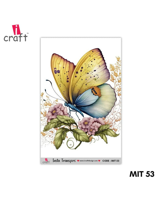 iCraft Water Transfer Sticker – Butterfly Flower Design (MIT53) (3.5" x 5")