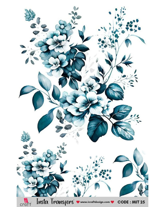 iCraft Water Transfer Sticker – Flower Design (MIT25) (3.5" x 5")
