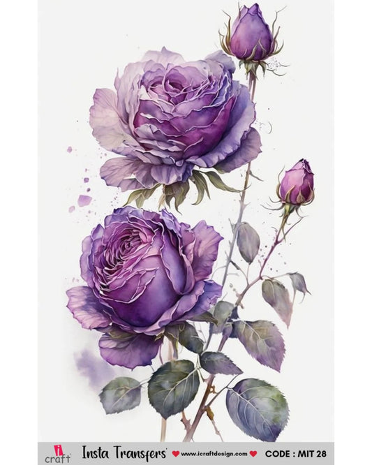 iCraft Water Transfer Sticker – Flower Design (MIT28) (3.5" x 5")