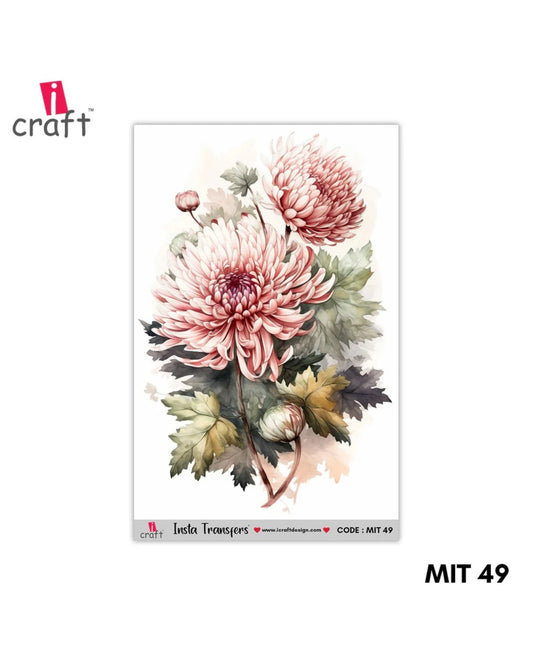 iCraft Water Transfer Sticker – Flower Design (MIT49) (3.5" x 5")