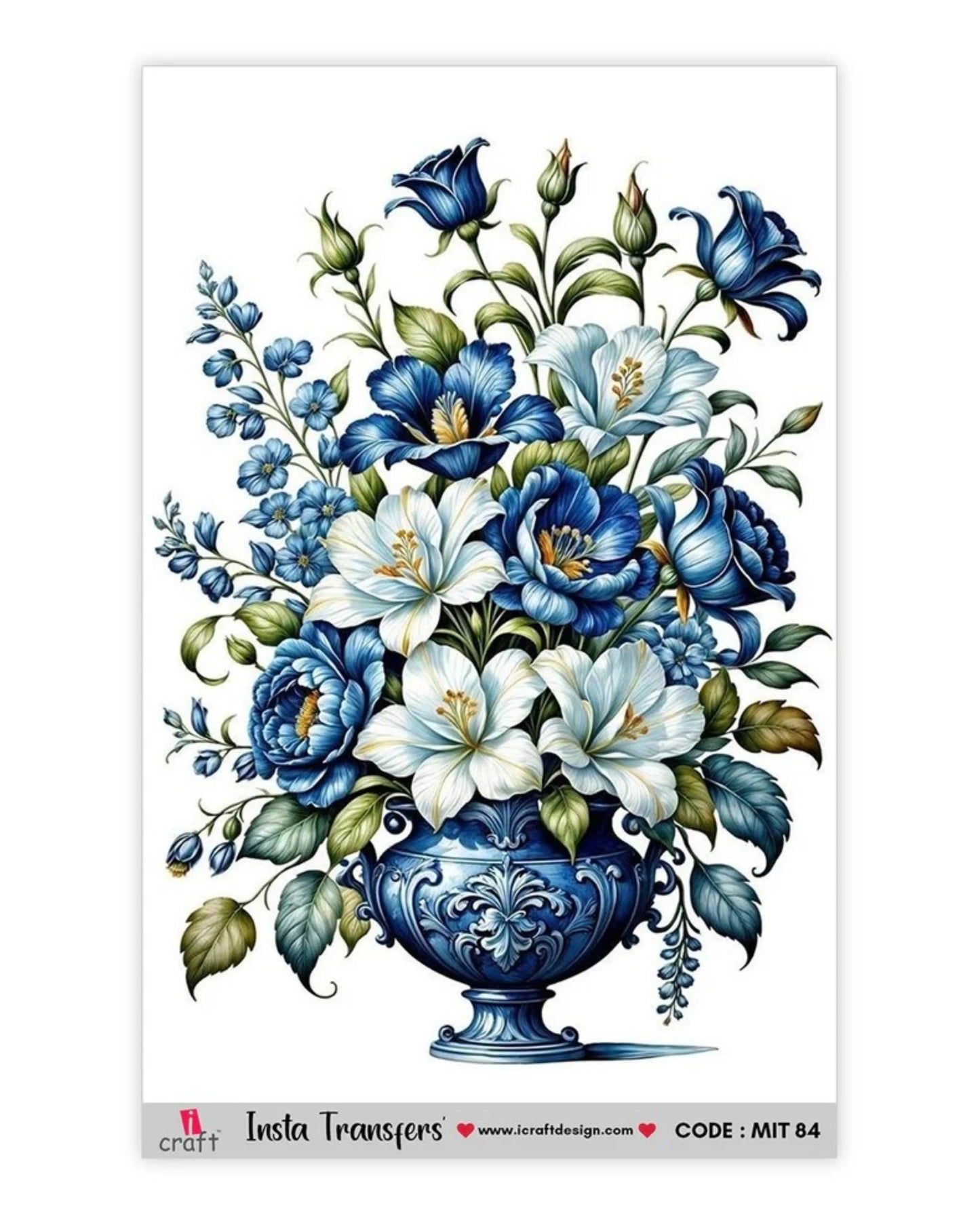 iCraft Water Transfer Sticker – Flower Design (MIT84) (3.5" x 5")