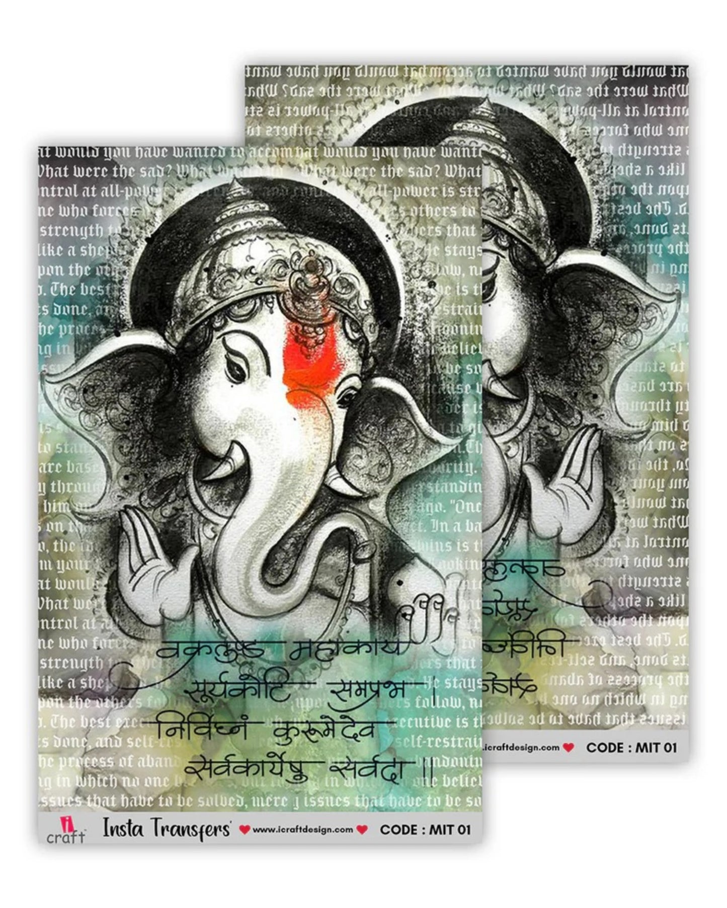 iCraft Water Transfer Sticker – Ganeshji God Design (MIT01) (3.5" x 5")