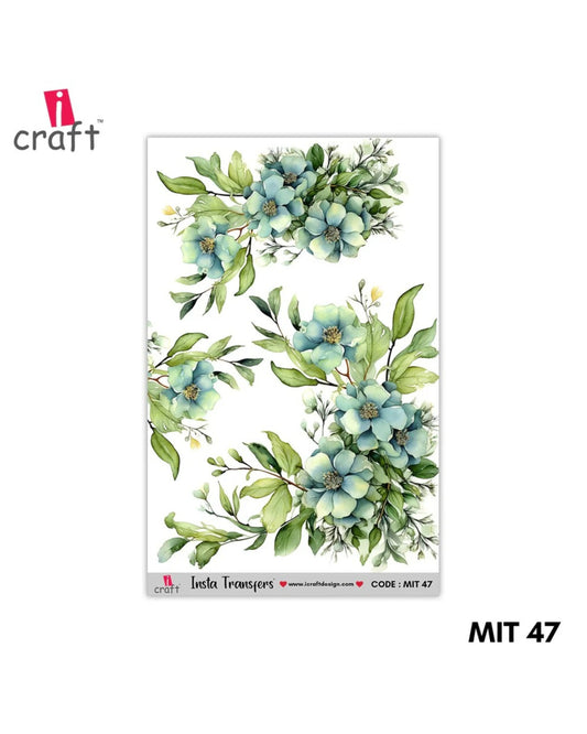 iCraft Water Transfer Sticker – MIT47 Flower Design (3.5" x 5")