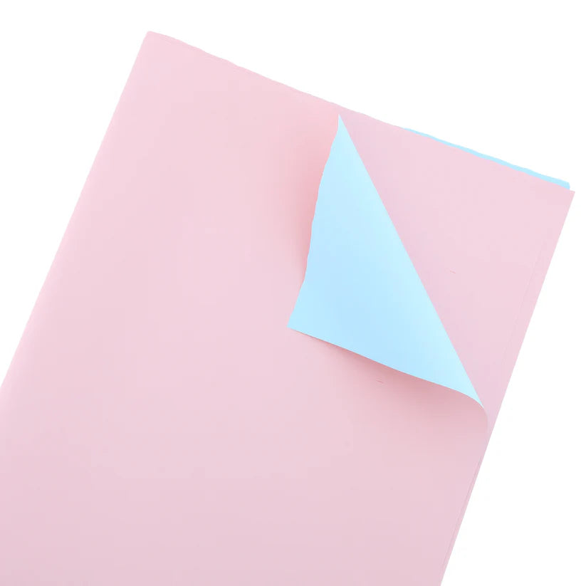 Pink with Sky Blue Two Sided Color Wrapping Bouquet paper (5 Piece)